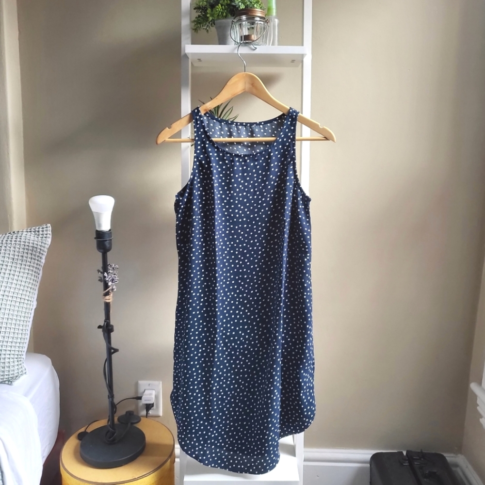 Retro Polkadot High Neck Sleeveless Shift Dress